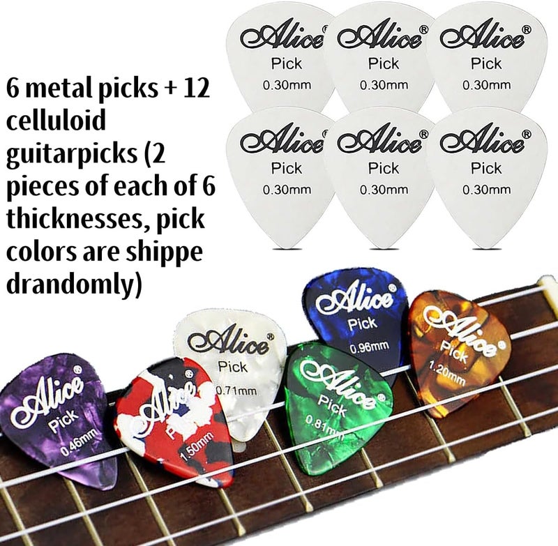 RockCheems Guitar Pick Holder Case, PU Leather Guitar Pick Bag, with 12 pcs Celluloid and 6 pcs Metal Guitar Picks - Image 5